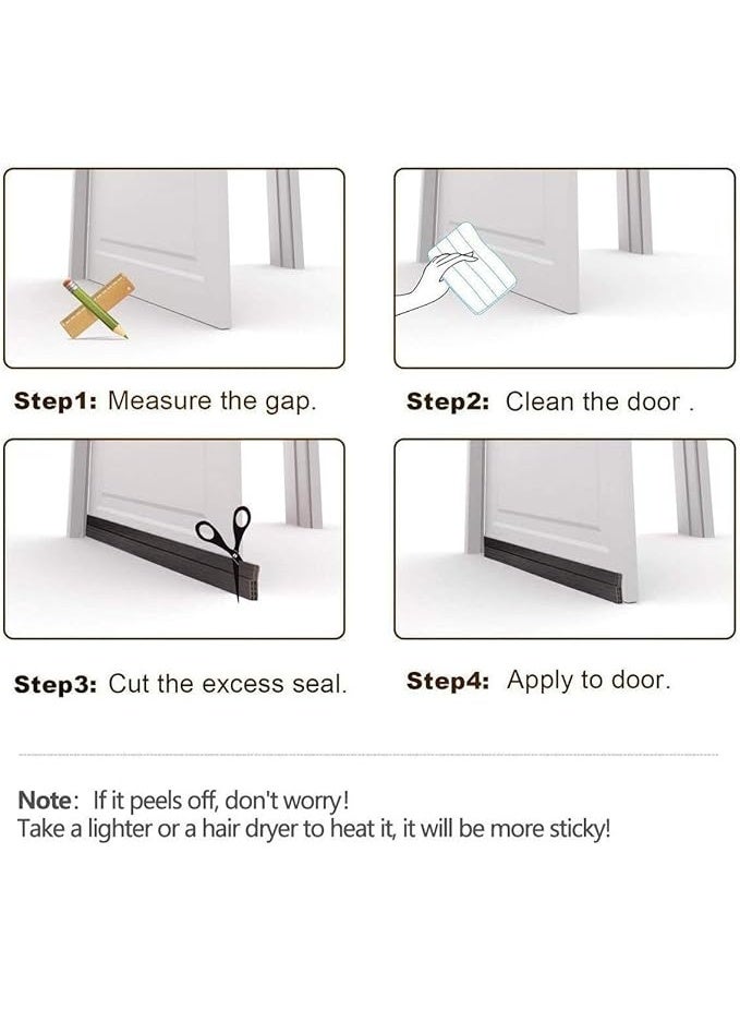 شريط عازل تحت الباب لمانع تسرب الهواء صوتي مطاطي أسفل مع عرض أقوى للأبواب الداخلية والخارجية لحماية ضد المسودات والغبار والضوضاء والحيوانات (1 متر، لون أسود) - Image 4